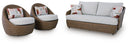 Double Point Outdoor Loveseat/2 Swivel Chairs (Set of 3)