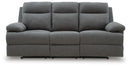 Side-Swipe Reclining Sofa with Drop Down Table