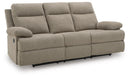 Side-Swipe Reclining Sofa with Drop Down Table