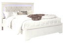 POMPEI METALLIC WHITE FULL BED WITH LED