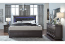 POMPEI METALLIC GREY KING BED WITH LED