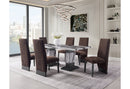 D12 DINING TABLE AND 8 D12 BROWN DINING CHAIRS