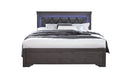 POMPEI METALLIC GREY KING BED WITH LED